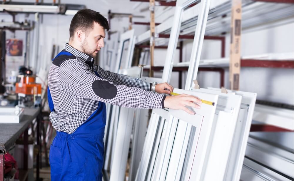 Furnizori tâmplărie PVC o persoană care analizează ferestre din pvc de la mai mulți producători